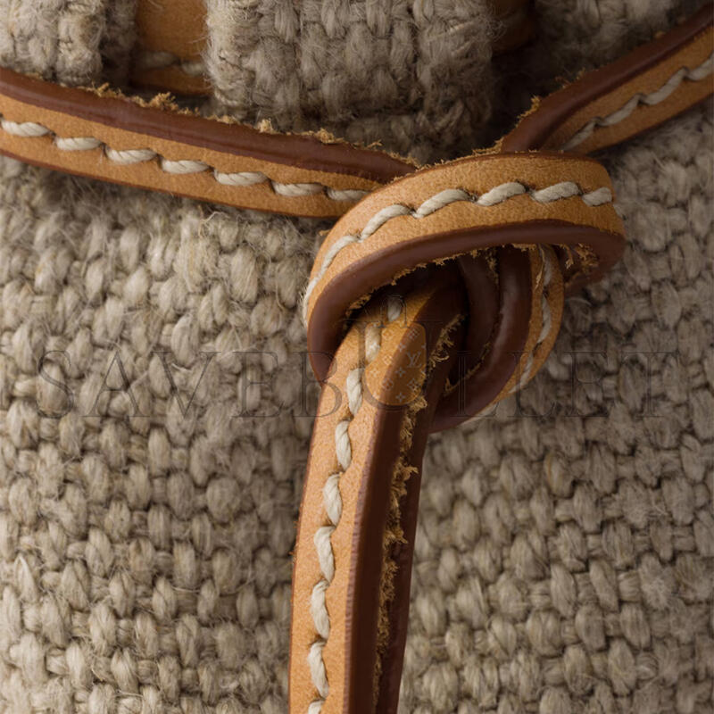 PRADA BONNIE MEDIUM LINEN AND LEATHER HANDBAG 1BA426 (32*15.5*12cm)